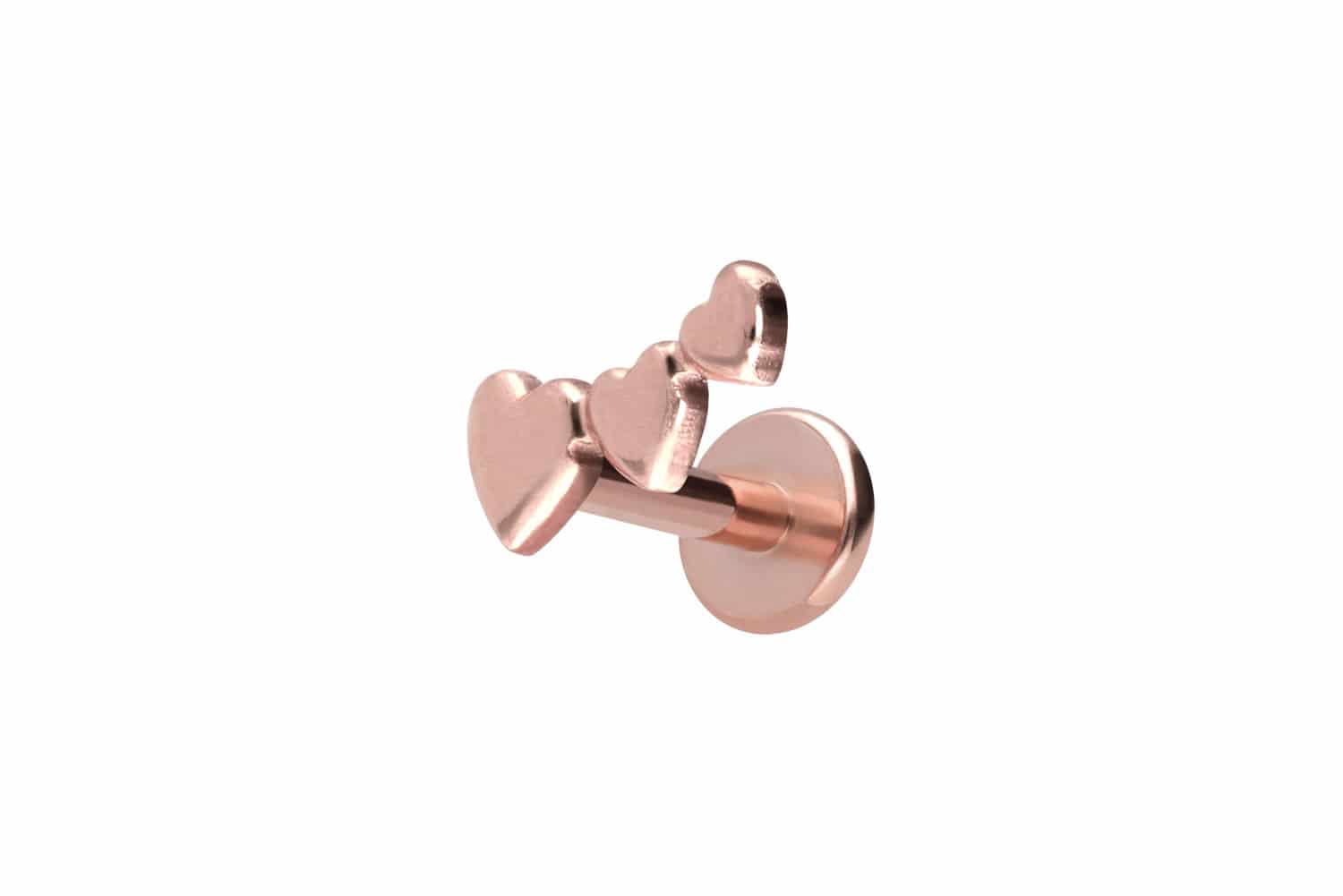 Titan Labret Piercing mit Push Fit 3 HERZEN